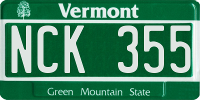 VT license plate NCK355