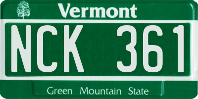 VT license plate NCK361