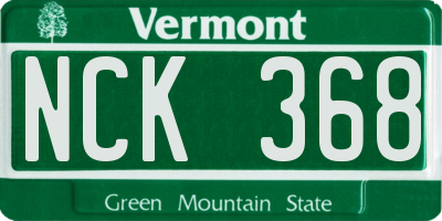 VT license plate NCK368