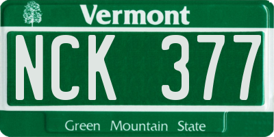 VT license plate NCK377