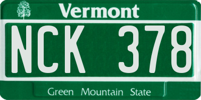 VT license plate NCK378