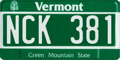 VT license plate NCK381
