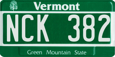 VT license plate NCK382