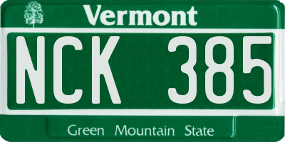 VT license plate NCK385