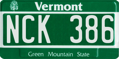 VT license plate NCK386