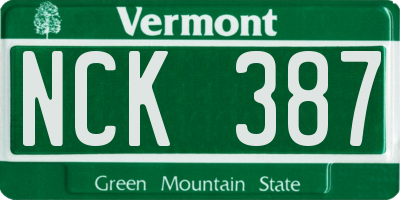 VT license plate NCK387