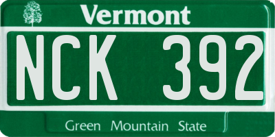 VT license plate NCK392