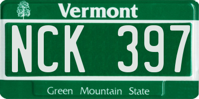 VT license plate NCK397