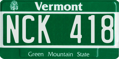 VT license plate NCK418