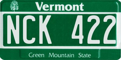 VT license plate NCK422