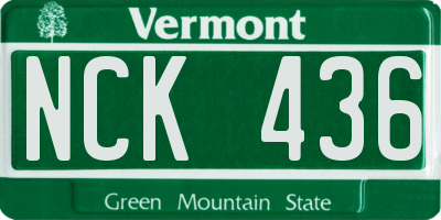 VT license plate NCK436