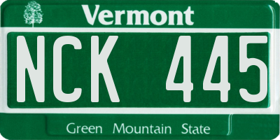 VT license plate NCK445