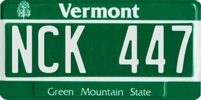 VT license plate NCK447