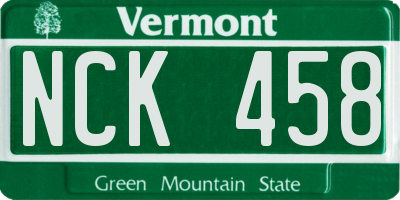 VT license plate NCK458