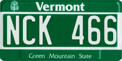 VT license plate NCK466