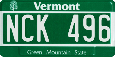 VT license plate NCK496