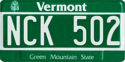 VT license plate NCK502