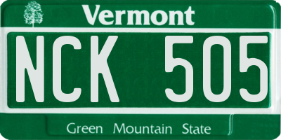 VT license plate NCK505