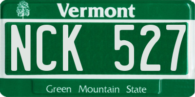 VT license plate NCK527