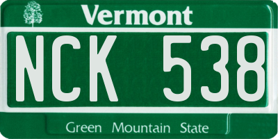 VT license plate NCK538