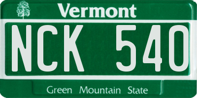 VT license plate NCK540