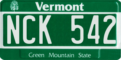 VT license plate NCK542