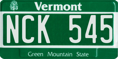 VT license plate NCK545