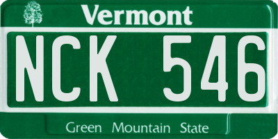 VT license plate NCK546