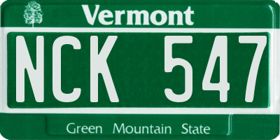VT license plate NCK547