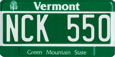 VT license plate NCK550