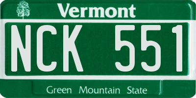 VT license plate NCK551