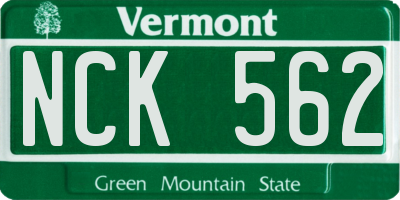 VT license plate NCK562