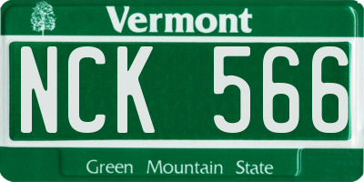 VT license plate NCK566