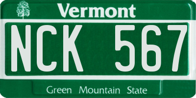 VT license plate NCK567