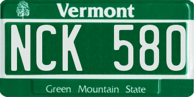 VT license plate NCK580