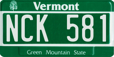 VT license plate NCK581