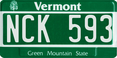 VT license plate NCK593