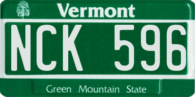 VT license plate NCK596
