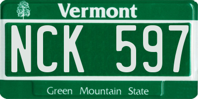 VT license plate NCK597