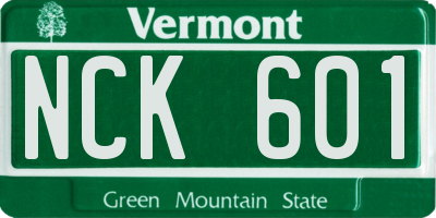 VT license plate NCK601