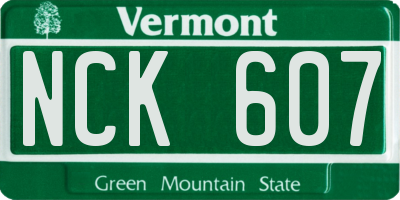 VT license plate NCK607