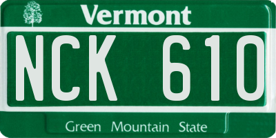 VT license plate NCK610