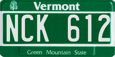VT license plate NCK612