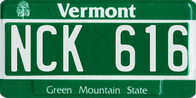 VT license plate NCK616