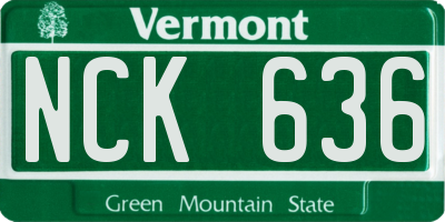 VT license plate NCK636