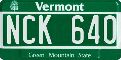 VT license plate NCK640