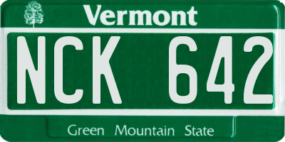 VT license plate NCK642