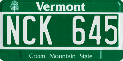 VT license plate NCK645