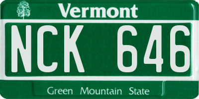 VT license plate NCK646