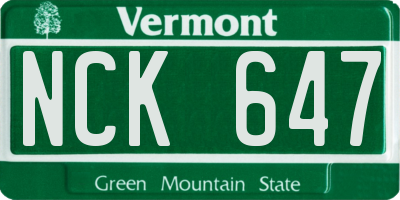 VT license plate NCK647